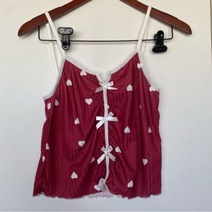 Generic - Red W White Hearts & Bows Summer  Lightweight PJ Shirt - Size XL